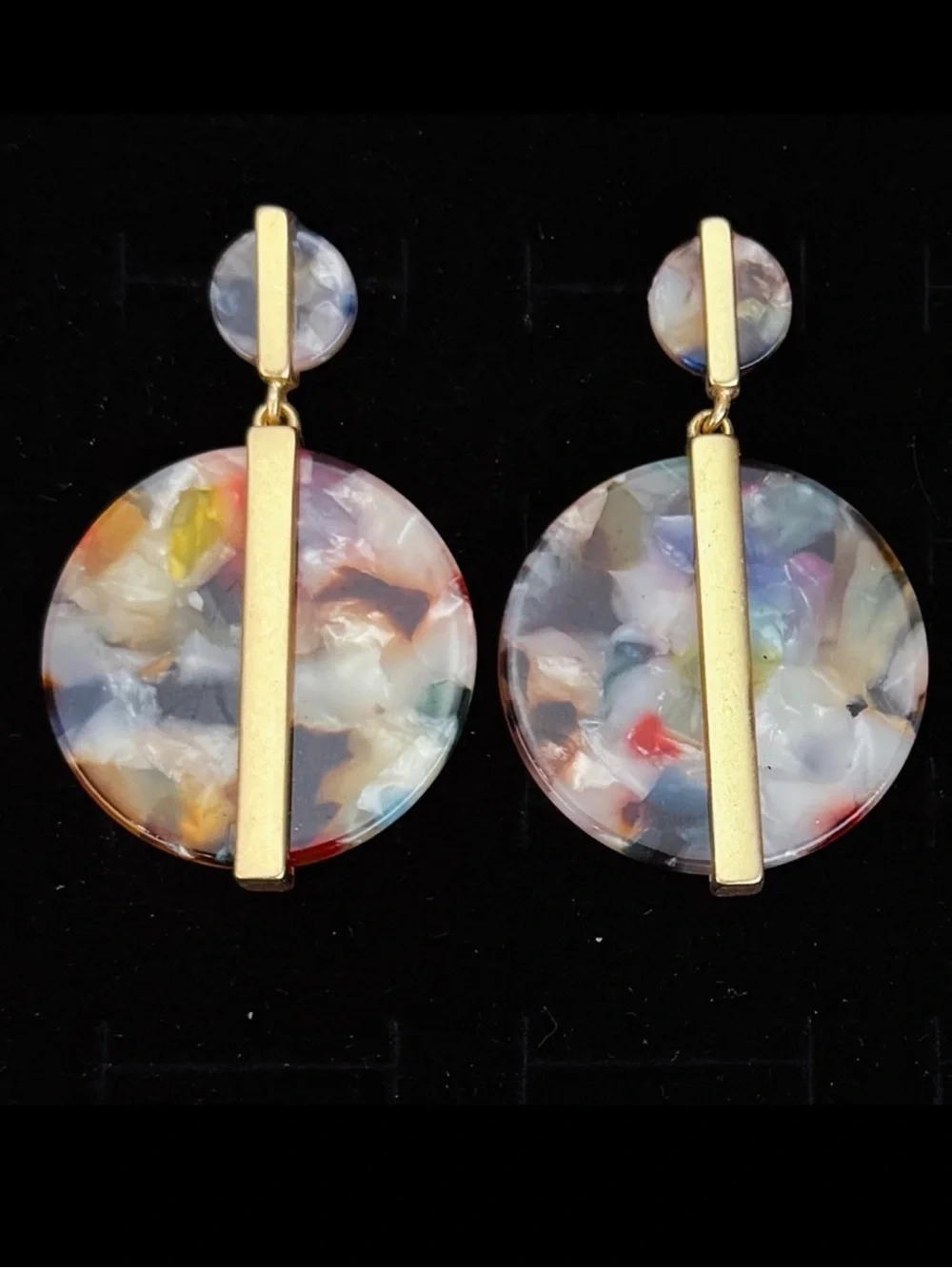 Multicolor Goldtone Accent Resin tortoise pierced Earrings